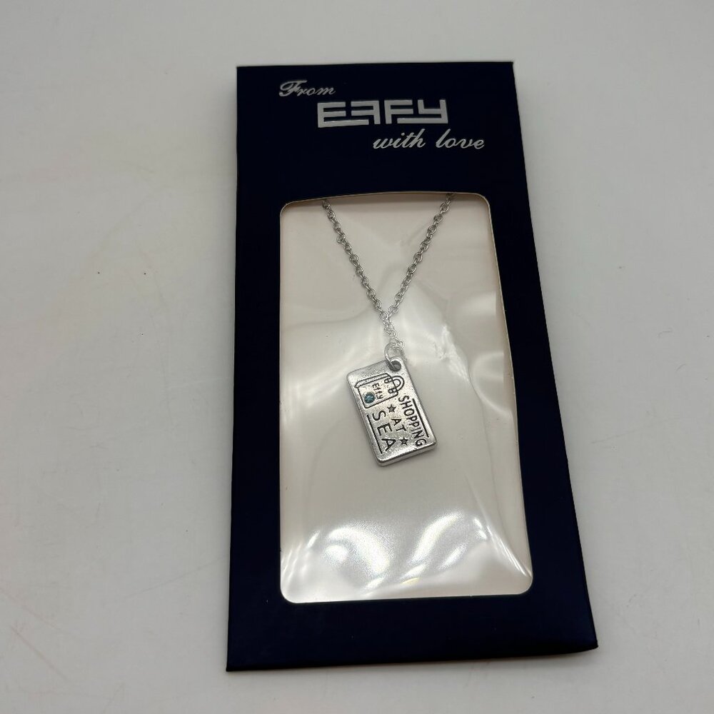 Effy Shopping At Sea Cruising Cruise Ship Souvenir Silver Tone Necklace